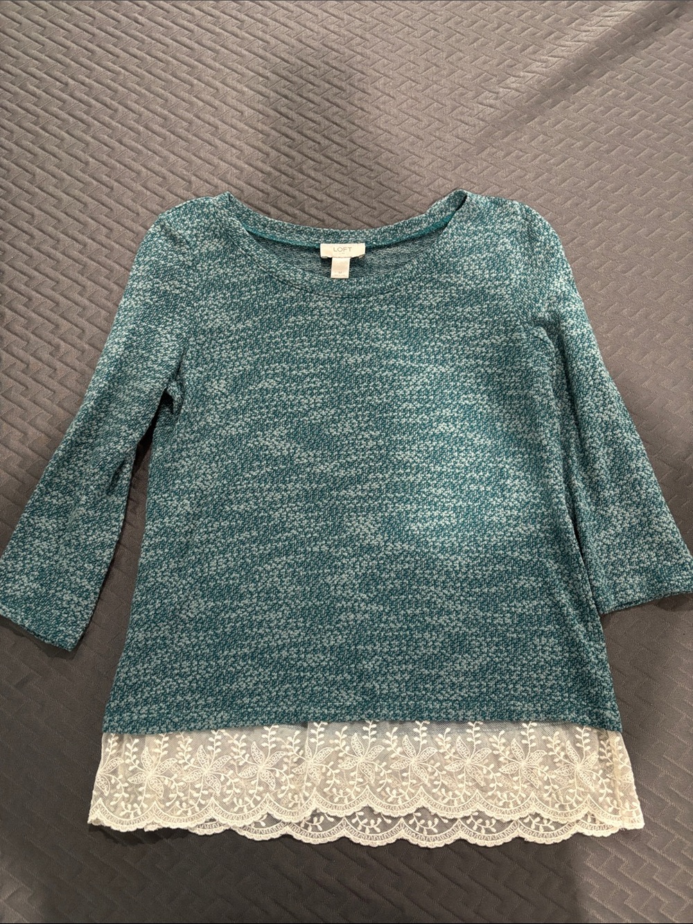 LOFT Teal Marled Knit Sweater Top